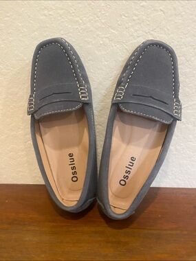 Women's Slate Gray Suede Penny Loafers